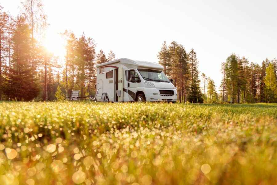 Camper auf einer Wiese